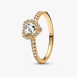 Pandora Gold Heart Ring with Silver Accents